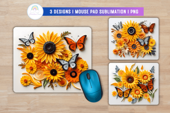 3D Butterflies Mouse Pad Sublimation: Elevating Workspace Aesthetics with High-Quality Digital Assets
