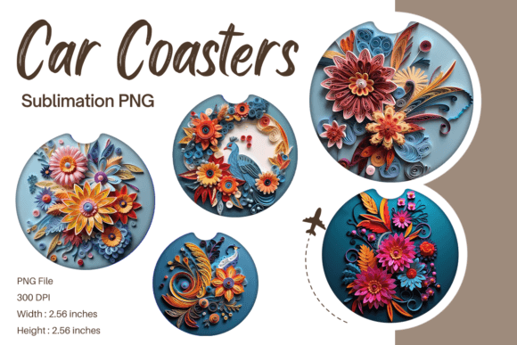 3D Flower Quilling Car Coaster Template