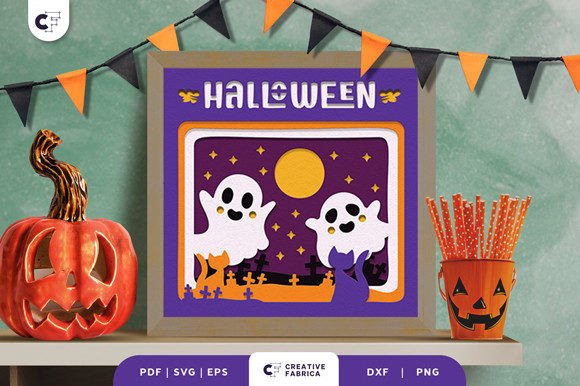 3D Halloween Cute Ghost Papercut Design