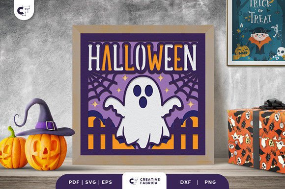 3D Halloween Ghost Light Box SVG: A Spine-Tingling and Charming Decor Solution