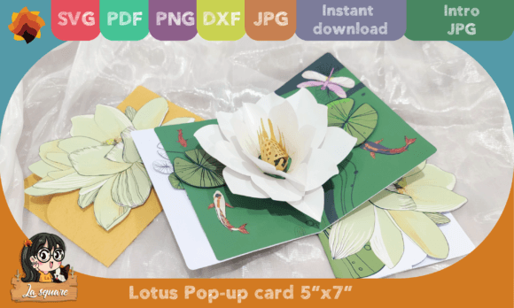 3D Lotus Pop-up Greeting Card for Creative Designers