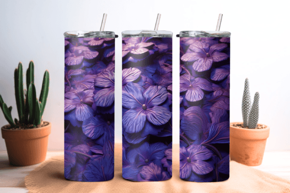 3D Purple Flower Tumbler Wrap