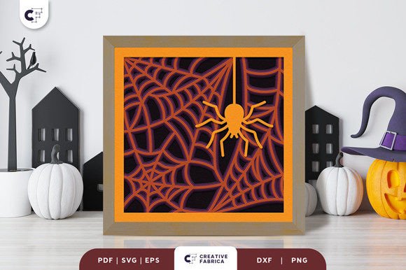 3D Spider Web Paper Cut SVG for Halloween Design