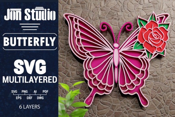 3D SVG Butterfly Multilayered Papercut for Precision Cutting