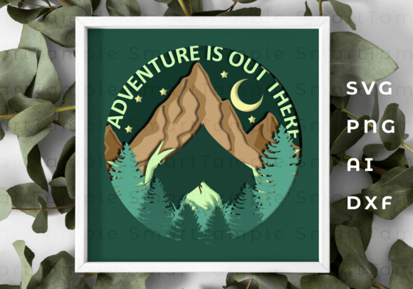 Adventure Shadow Box SVG: Creative 3D Mountain Design for Cutting Machines