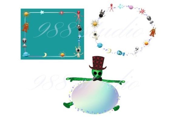 Alien Frame Border Png 3D Space Stars