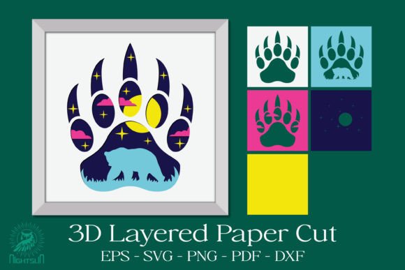 Bear Footprint 3D Layered Papercut SVG: A Creative Tool for Art and Design