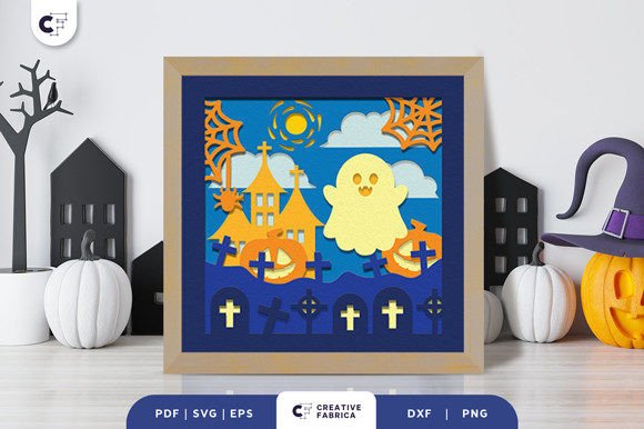 Cute Ghost 3D Shadow Box Paper Cut