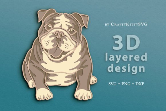 English Bulldog 3D Layer SVG Cut File – A Creative Solution for Custom Projects
