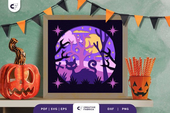 Ghost Black Cat 3D Paper Cut SVG: A Spooky Craft Essential
