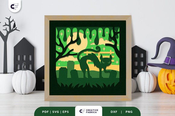 Halloween Black Cat 3D Light Box