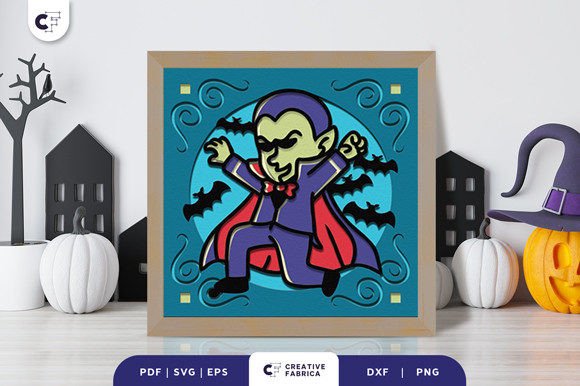 Halloween Cute Vampire 3D Layered SVG