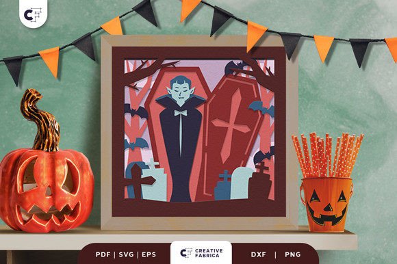Halloween Vampire 3D Paper Cut Light Box: A Spooky Decorative Masterpiece