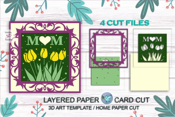 Mother's Day 3D Card with Colored SVG for Easy Crafting