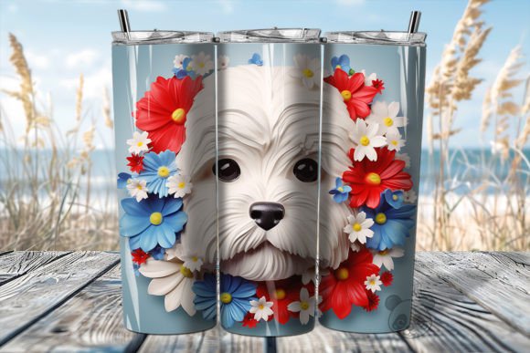 Patriotic Maltese Puppy 3D Tumbler Wrap: A Creative Way to Show Your Love for Dogs and Country