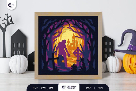 Spooky Graveyard 3D Shadow Box SVG: A Modern Twist on Halloween Decor