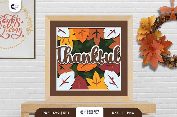 Thankful Autumn Leaves 3D Shadow Box
