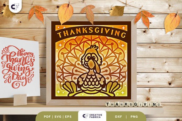 Thanksgiving Turkey 3D Shadow Box SVG for Creative Projects