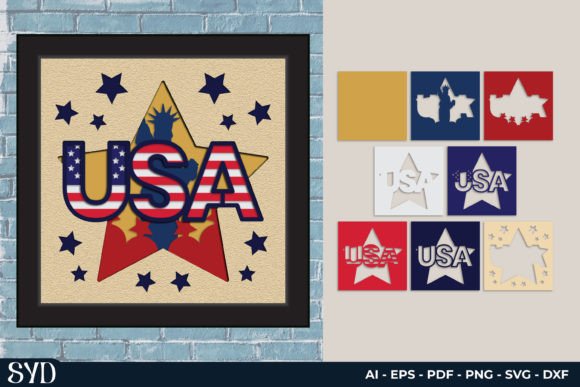 Usa Sign 3D Shadow Box SVG for Bold, Eye-Catching Designs