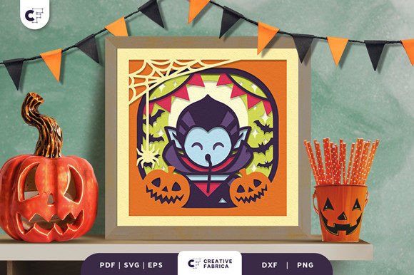 Vampire Spiders and Bats 3D Shadow Box: A Stylish Design Asset for Creepy Charm